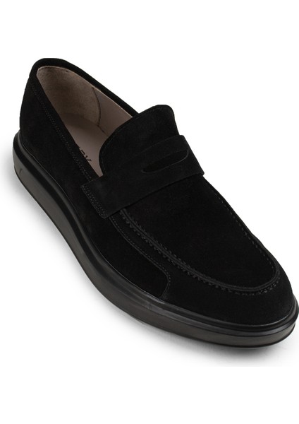 DeerySüet Siyah Comfort Erkek Loafer - 01564MSYHP06