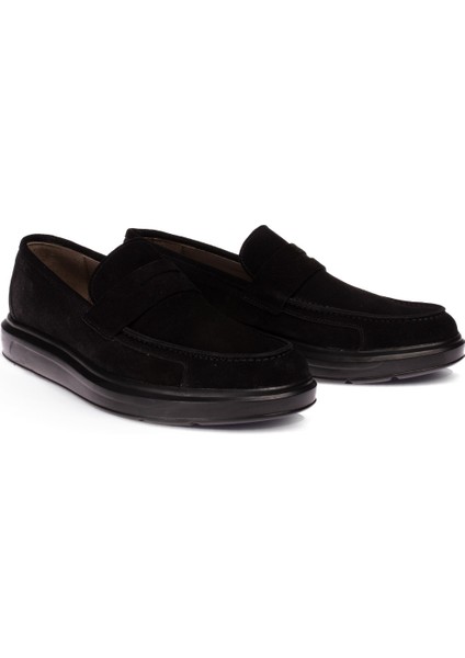 DeerySüet Siyah Comfort Erkek Loafer - 01564MSYHP06