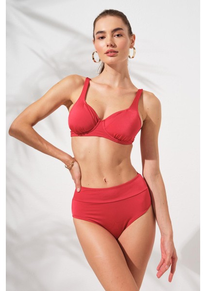 Herve Toparlayıcı Balenli Bikini Kırmızı 231230