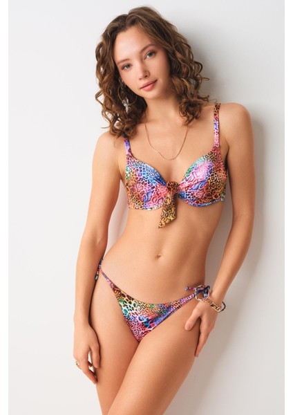 Maya Dolgulu Bikini Tek Üst Leopar 239101-D
