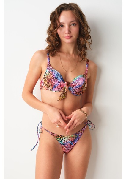 Maya Dolgulu Bikini Tek Üst Leopar 239101-D