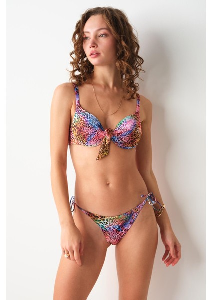 Maya Dolgulu Bikini Tek Üst Leopar 239101-D