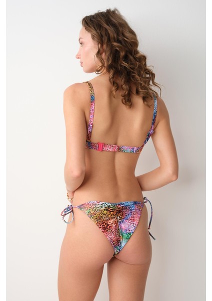 Maya Dolgulu Bikini Tek Üst Leopar 239101-D