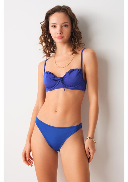 Gia Balenli Balkonet Bikini Tek Üst Saks 239102