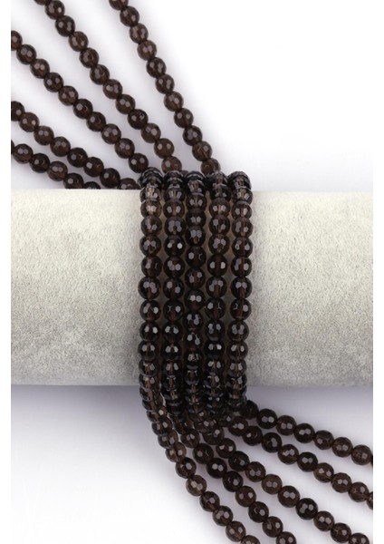 Dumanlı Kuvars Doğal Taş Dizi 6 mm Fasetli Küre Kesim