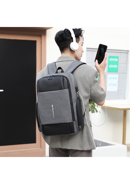 Iş Ofis Minimalist Sırt Çantası Usb Şarj Açık Seyahat Çantası (Yurt Dışından)