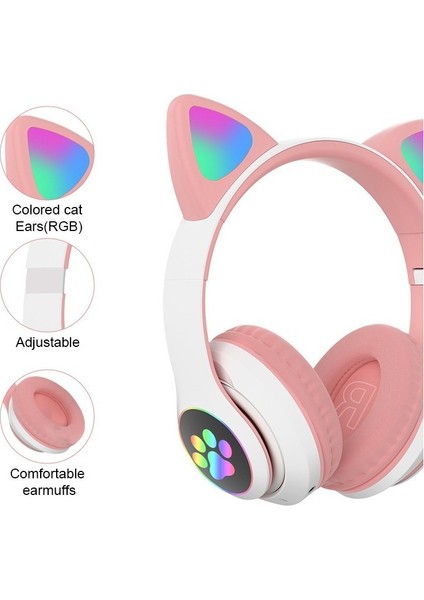 Rgb Cat Kulak Içi Kulaklıklar Bluetooth 5.0 Bas Gürültüsü (Yurt Dışından)