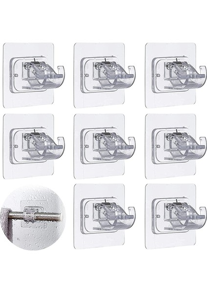 Perde Çubuğu Braketi Sondaj Yok, Yapışkanlı Perde Çubuğu Tutucu Kancalar, Matkap Yok Perde Çubuğu Braketleri Ev Için Askı Kelepçesi (Yurt Dışından)