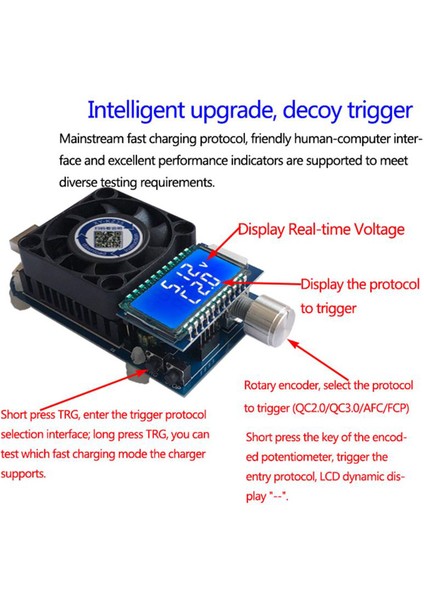 KZ35 Qc2.0 Qc3.0 35W 5A Dijital Pil Batarya Yük Ayarlanabilir Hızlı Şarj Test Aleti Voltmetre