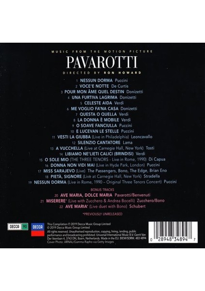 Luciano Pavarotti - Pavarotti (Original Motion Picture Soundtrack) (Cd)