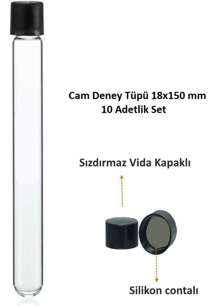 Cam Deney Tüpü ( 18x150 mm) - 10 Adetlik Set