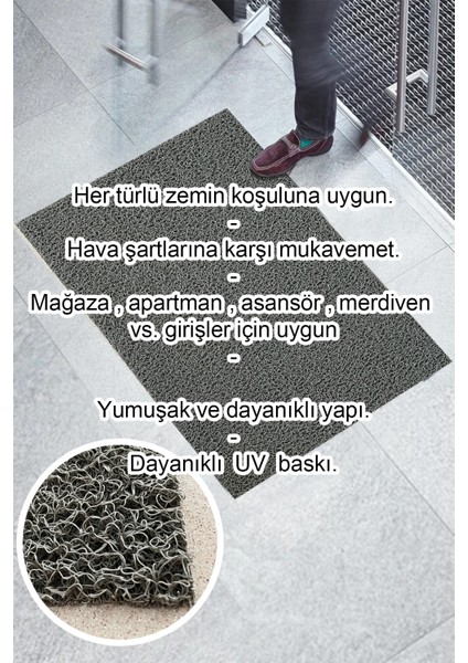 Paspas Yap Kıvırcık Paspas Siyah Çerçeve Baskılı