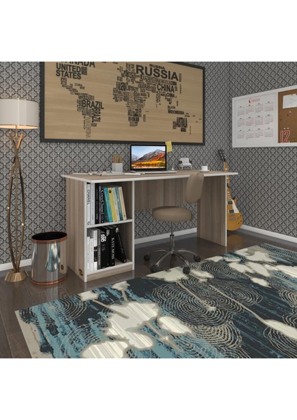 Kenzlife ofis masası miyamoto crd sol 75*150*80 raflı dolap bilgisayar çalışma masası