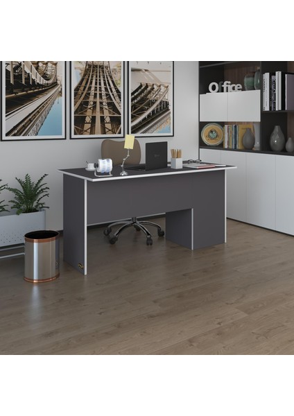 Kenzlife ofis masası miyamoto gri sol 75*140*60 kilitli kapaklı dolap bilgisayar çalışma masası