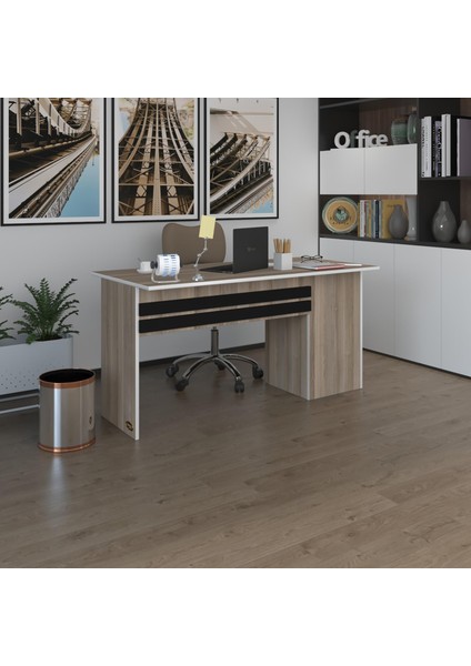 Kenzlife ofis masası kamikaze crd sol 75*160*60 raflı dolap şeritli bilgisayar çalışma masası