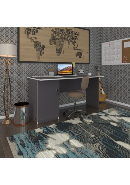 Kenzlife ofis masası yoko ono gri sol 75*170*80 kilitli kapaklı dolap eşkenar bilgisayar çalışma masası