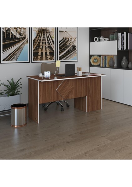 Kenzlife ofis masası yoko ono cvz sol 75*160*60 kilitli kapaklı dolap eşkenar bilgisayar çalışma masası