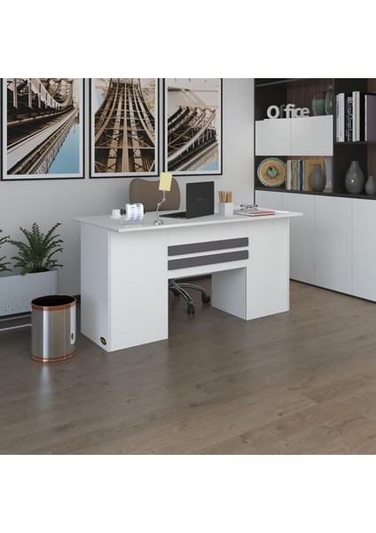 Kenzlife ofis masası pat morita byz 75*150*80 kilitli kapaklı dolap çiftli şeritli bilgisayar çalışma masası