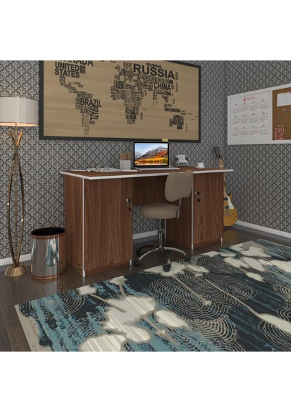 Kenzlife ofis masası kuma kengo cvz 75*170*80 kilitli kapaklı dolap çiftli eşkenar bilgisayar çalışma masası fiyatları