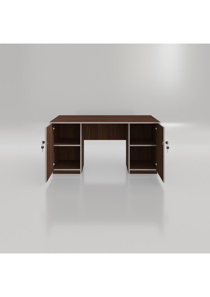 Kenzlife ofis masası kuma kengo cvz 75*170*60 kilitli kapaklı dolap çiftli eşkenar bilgisayar çalışma masası modelleri
