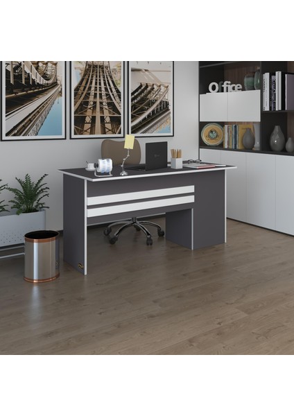 Kenzlife ofis masası kamikaze gri sol 75*110*60 kilitli kapaklı dolap şeritli bilgisayar çalışma masası