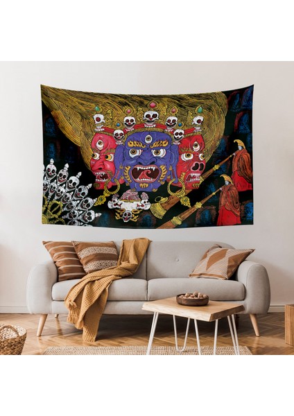 Tibet Etnik Desen Budist Thangka ve Mandala Bohem Duvar Örtüsü Halısı