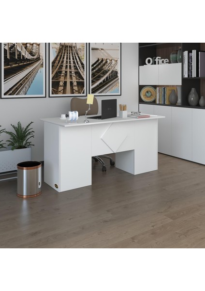 Kenzlife ofis masası kuma kengo byz 75*150*60 kilitli kapaklı dolap çiftli eşkenar bilgisayar çalışma masası