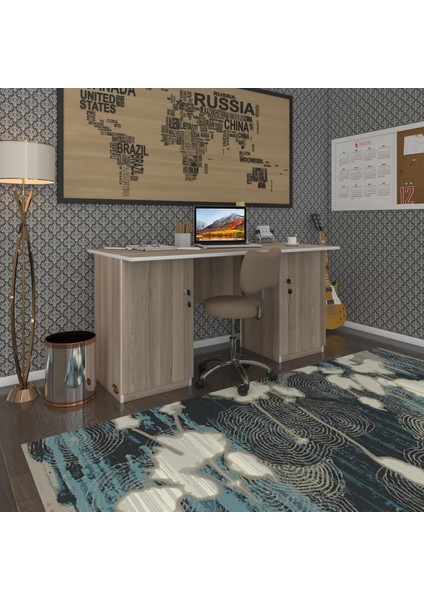 Kenzlife ofis masası kuma kengo crd 75*170*80 kilitli kapaklı dolap çiftli eşkenar bilgisayar çalışma masası