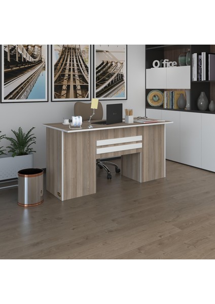 Kenzlife ofis masası pat morita crd 75*150*60 kilitli kapaklı dolap çiftli şeritli bilgisayar çalışma masası