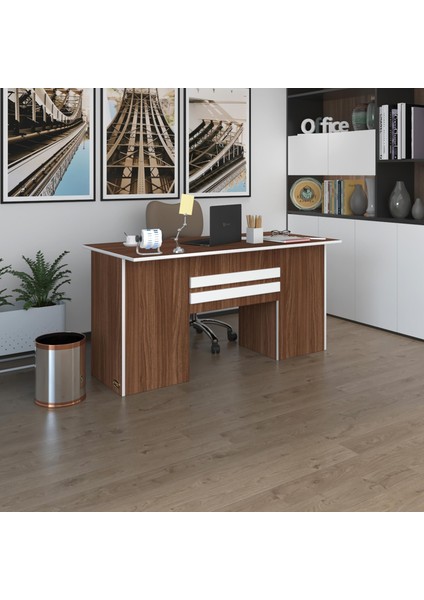 Kenzlife ofis masası pat morita cvz 75*150*80 kilitli kapaklı dolap çiftli şeritli bilgisayar çalışma masası