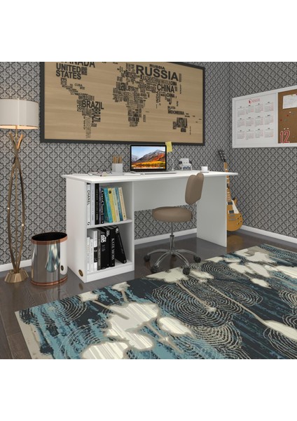 Kenzlife ofis masası yoko ono byz sol 75*140*80 raflı dolap eşkenar bilgisayar çalışma masası