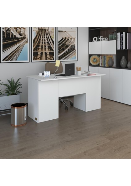 Kenzlife ofis masası masi oka byz 75*150*60 raflı dolap çiftli bilgisayar çalışma masası