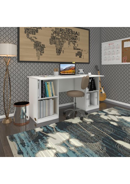 Kenzlife ofis masası masi oka byz 75*150*60 raflı dolap çiftli bilgisayar çalışma masası