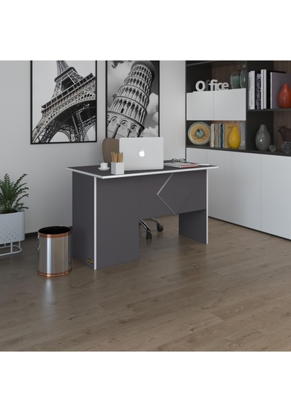 Kenzlife ofis masası yoko ono gri sağ 75*150*80 kilitli kapaklı dolap eşkenar bilgisayar çalışma masası