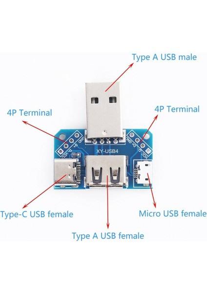 Xy-Usb4 Arduino USB Dönüştürücü Terminal Micro Usb-Type-C USB 3.1
