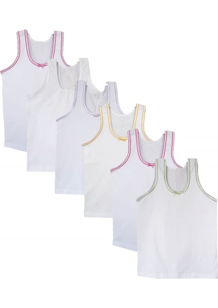 6lı Kız Çocuk Penye Atlet Geniş Askılı Pamuklu Ekonomik Yumuşak