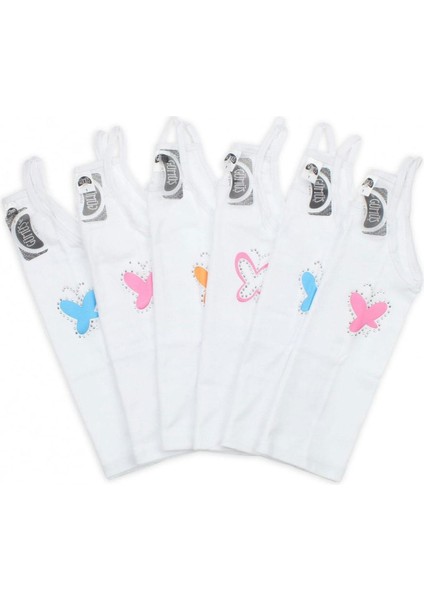 Ip Askılı Taşlı Kız Çocuk Atlet 6 Lı Paket