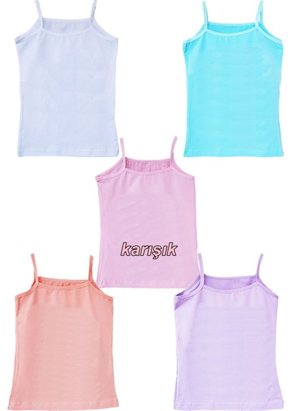 5li Kız Çocuk Atlet Pamuklu Baskılı Rengarenk Kaliteli Eğlenceli fiyatları