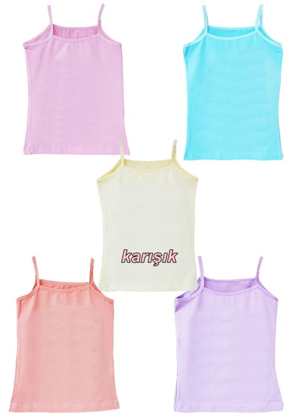 5li Kız Çocuk Atlet Pamuklu Baskılı Rengarenk Kaliteli Eğlenceli modelleri