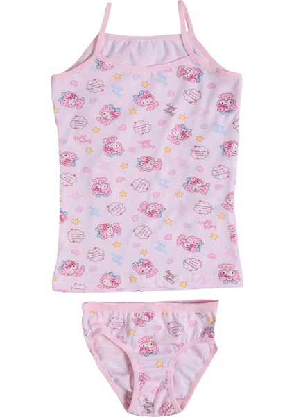 Kız Çocuk Ip Askılı Empirme Atlet-Külot Takım Esnek Neşeli