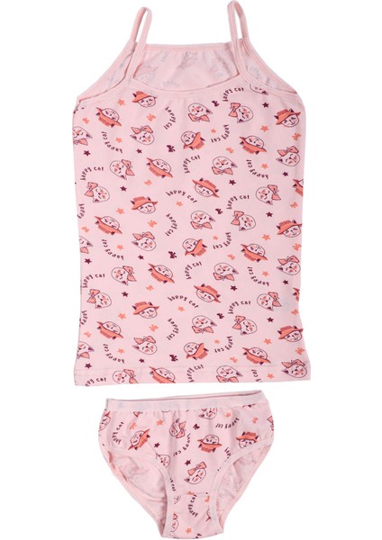 Kız Çocuk Ip Askılı Empirme Atlet-Külot Takım Esnek Neşeli modelleri