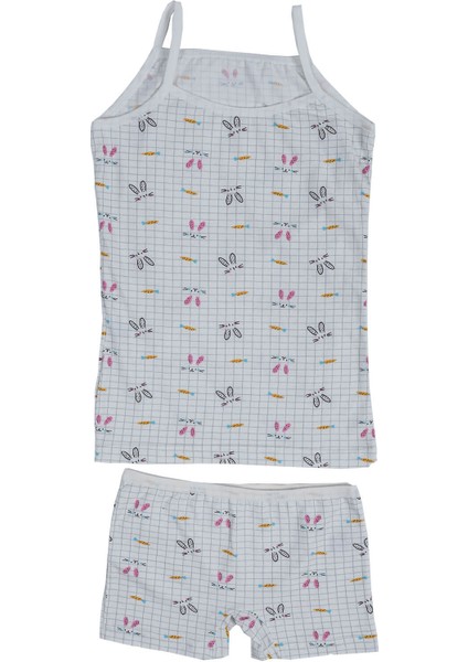 Kız Çocuk Ip Askılı Desenli Atlet Boxer Takım Pamuklu Yumuşacık modelleri