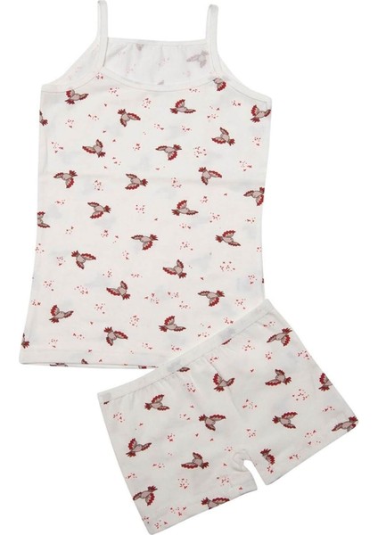 Kız Çocuk Ip Askılı Desenli Atlet Boxer Takım Pamuklu Yumuşacık fırsatları