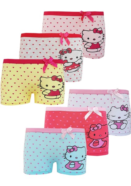 6lı Kız Çocuk Sevimli Kedicik Boxer Pamuklu Likralı Eğlenceli fiyatları