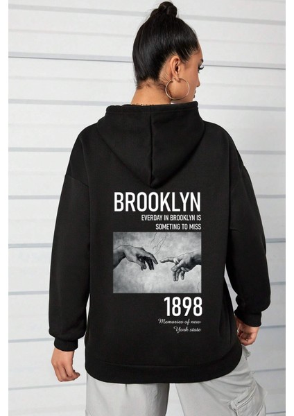 Only Trendwear Unisex Oversize 1898 Brooklyn Baskılı Sweatshirt