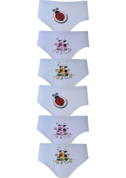 6lı Kız Çocuk Külot Baskılı Pamuklu Slip Rahat Ekonomik