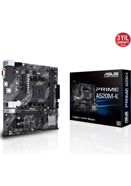 Prıme A520M-K Ddr4 4600MHZ 1xvga 1xhdmı 1xm.2 USB 3.2 Matx Am4
