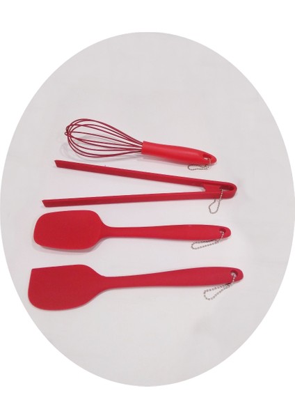 Silikon 4'lü Spatula-Maşa-Çırpıcı Set