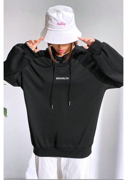 Unisex Oversize Brooklyn Baskılı Sweatshirt