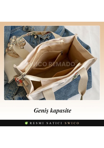 Kadın Günlük Vintage Omuz Çantası Tote Çanta - Beyaz (Yurt Dışından)